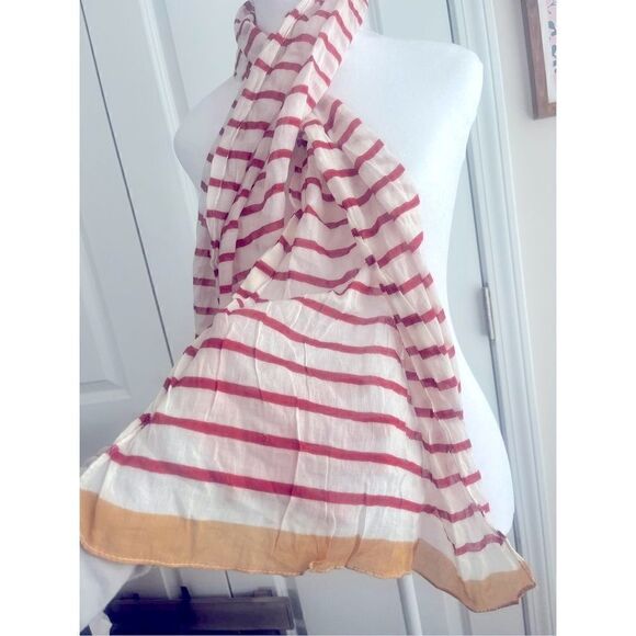 CYRILLUS red and white striped scarf - Picture 4 of 6